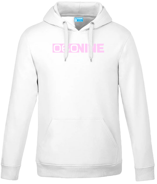 *OG* HOODIE - WHITE W/ PINK LOGO